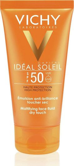 Αντηλιακό Προσώπου Vichy Ideal Soleil Mattifying Fluid Dry Touch Αδιάβροχη Κρέμα SPF50 50ml